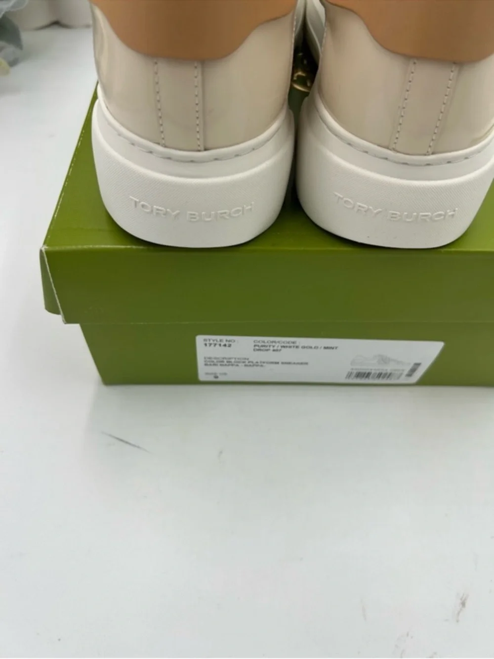 Women’s Tory Burch, color block signature leather platform sneakers size 9